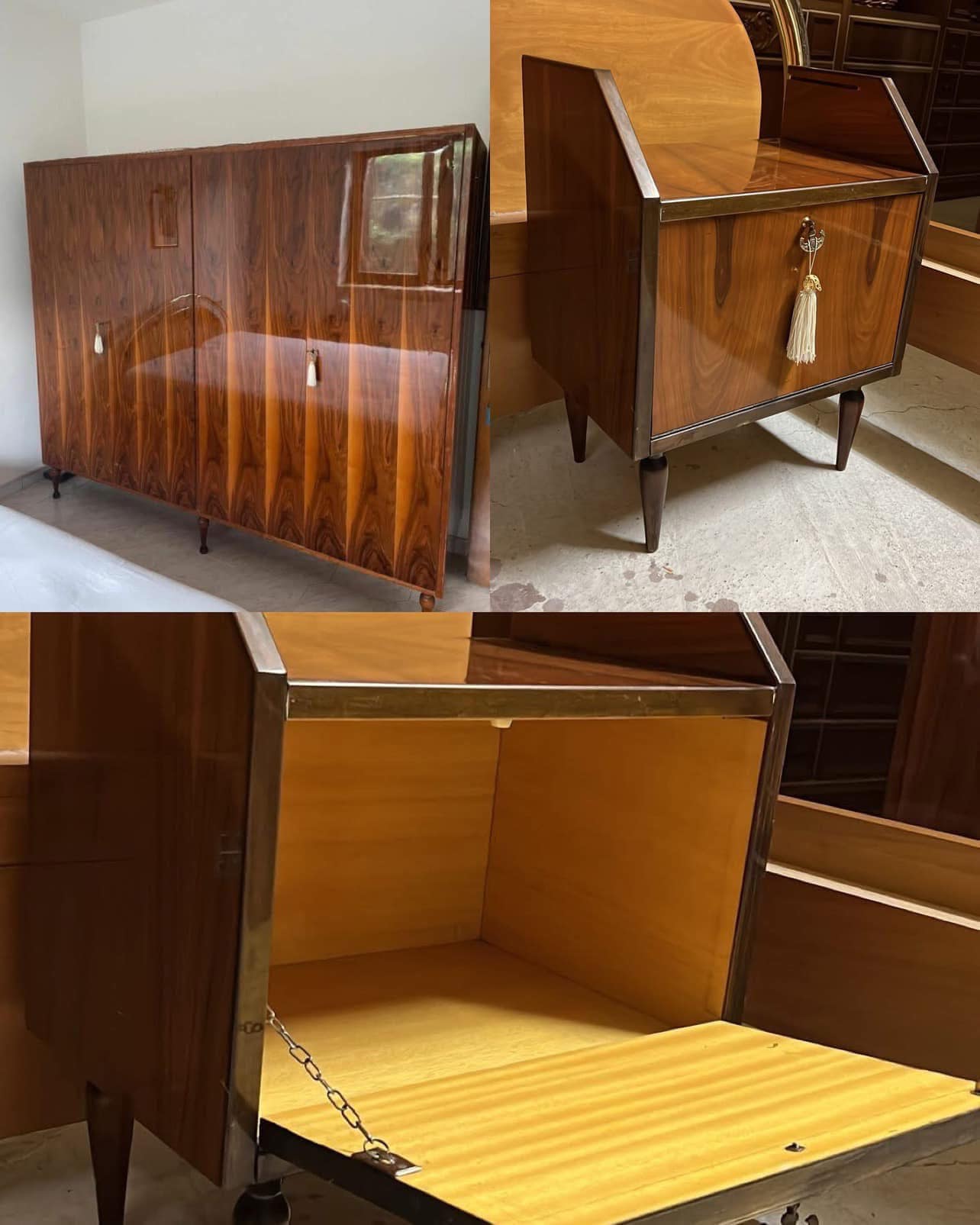 Set dulap cu noptiere vintage sh de calitate italiană R-791