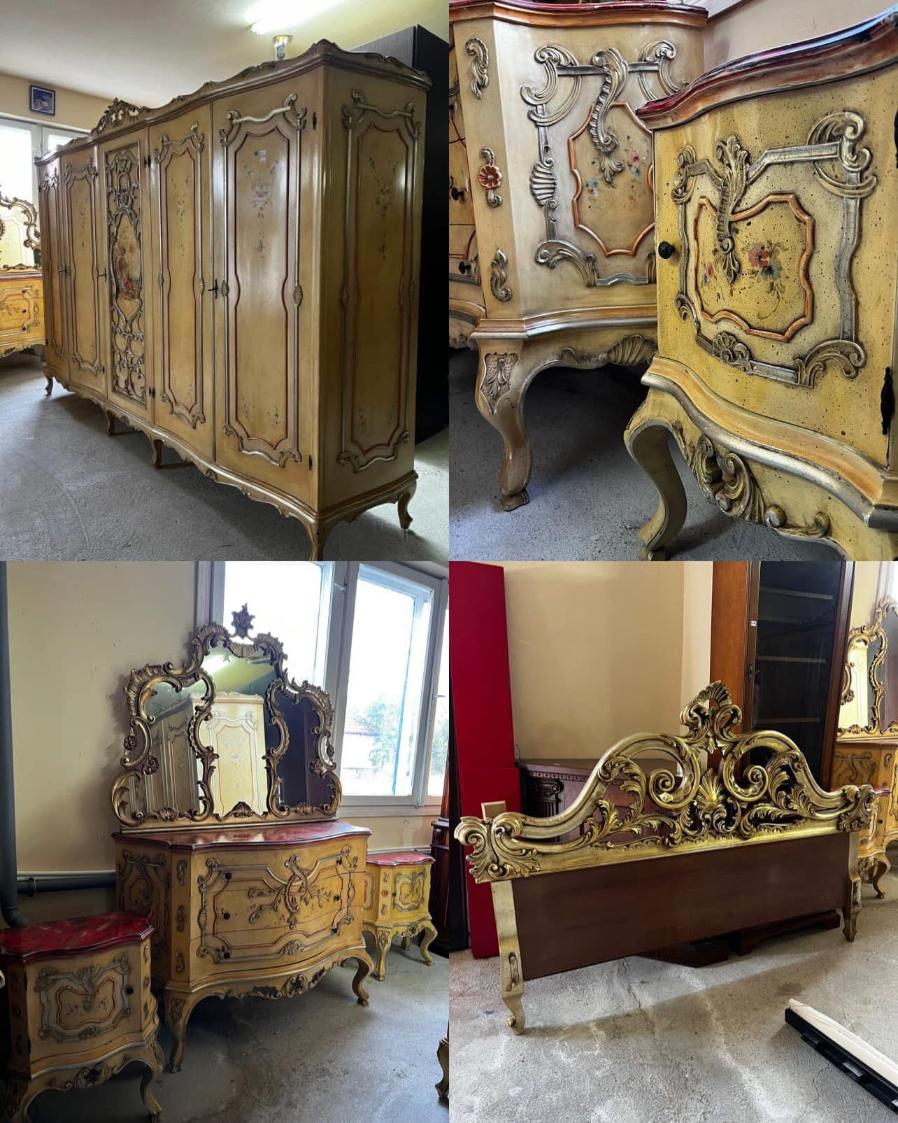 Dormitor Barocco Veneziano pictat manual sh de calitate italiana R-797