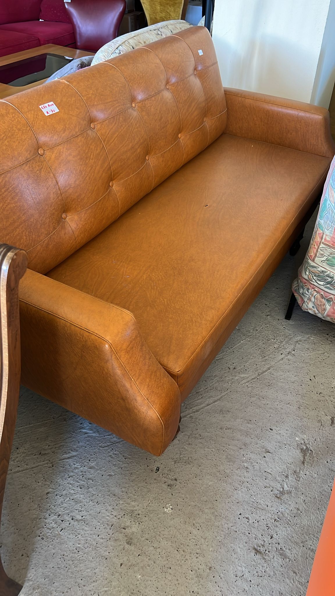 Canapea vintage din piele sh de calitate italiană R-70, 170x73 cm - imagine 2