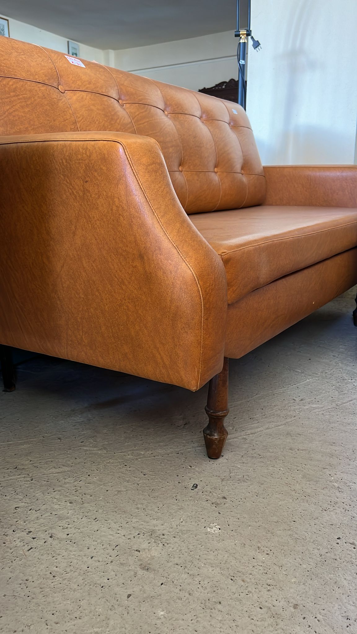 Canapea vintage din piele sh de calitate italiană R-70, 170x73 cm - imagine 3