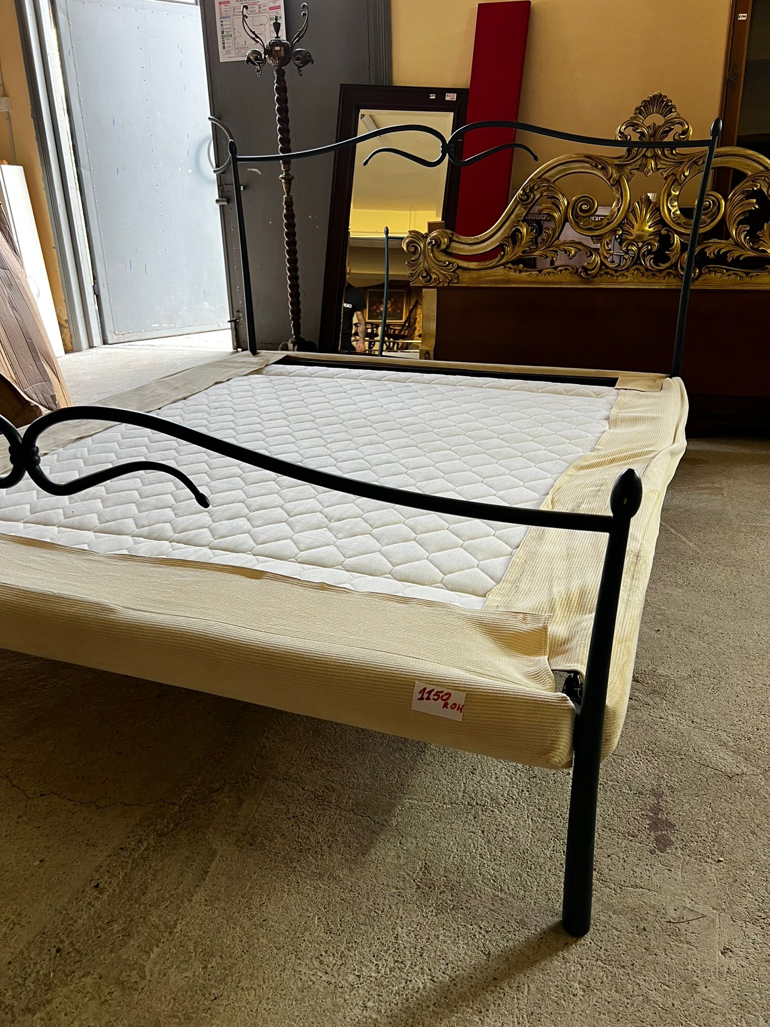 Pat matrimonial din fier forjat cu somieră inclusă sh R-788 - imagine 7