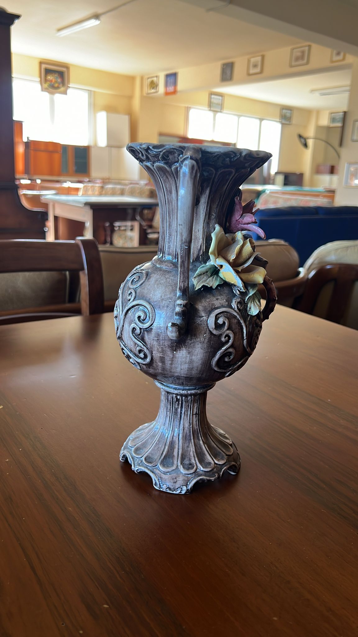 Vas decorativ vintage cu flori ornamentale R-148 sh de calitate italiana - imagine 2