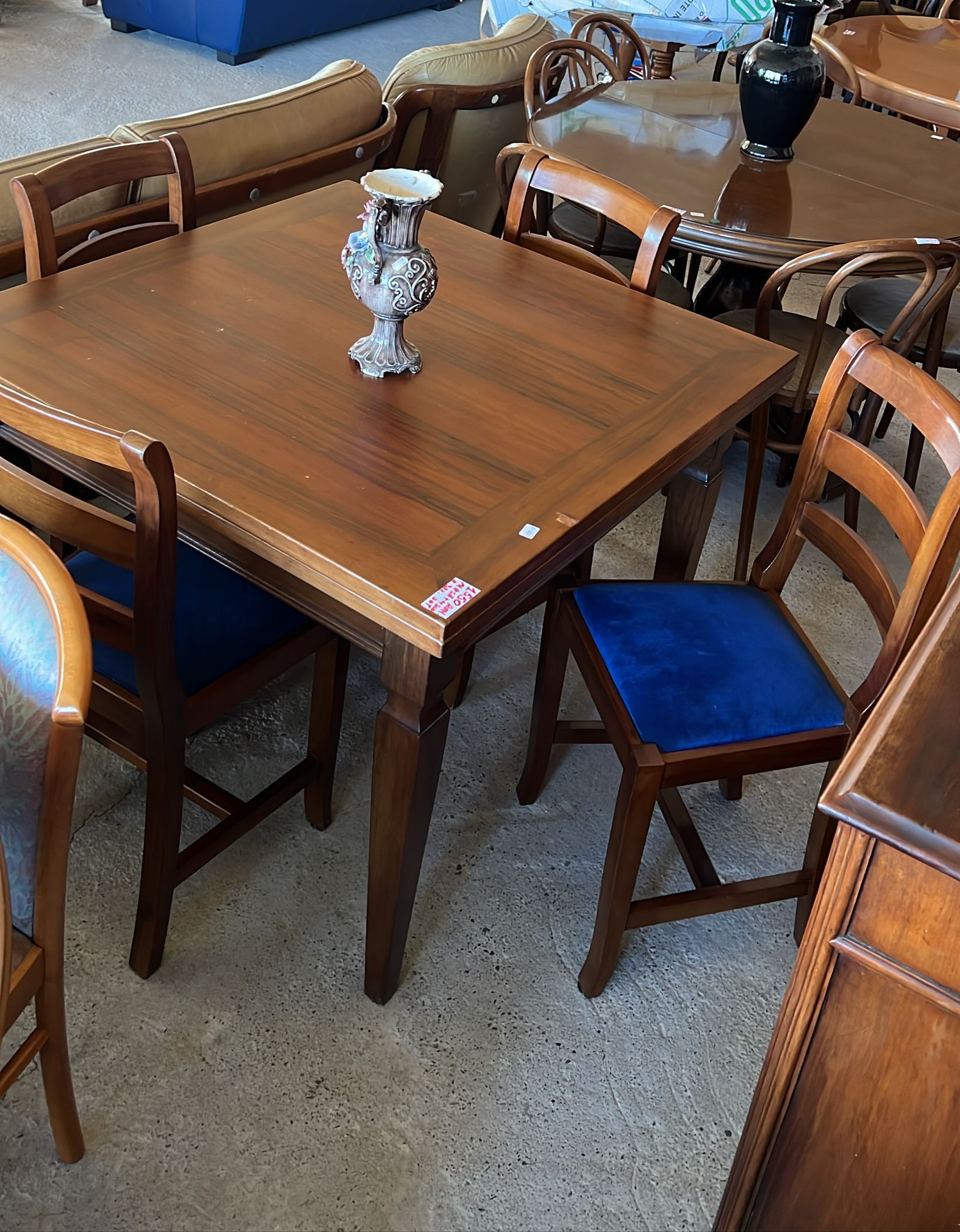 Set masă extensibilă din lemn cu scaune tapitate sh de calitate italiană R-382 - imagine 2