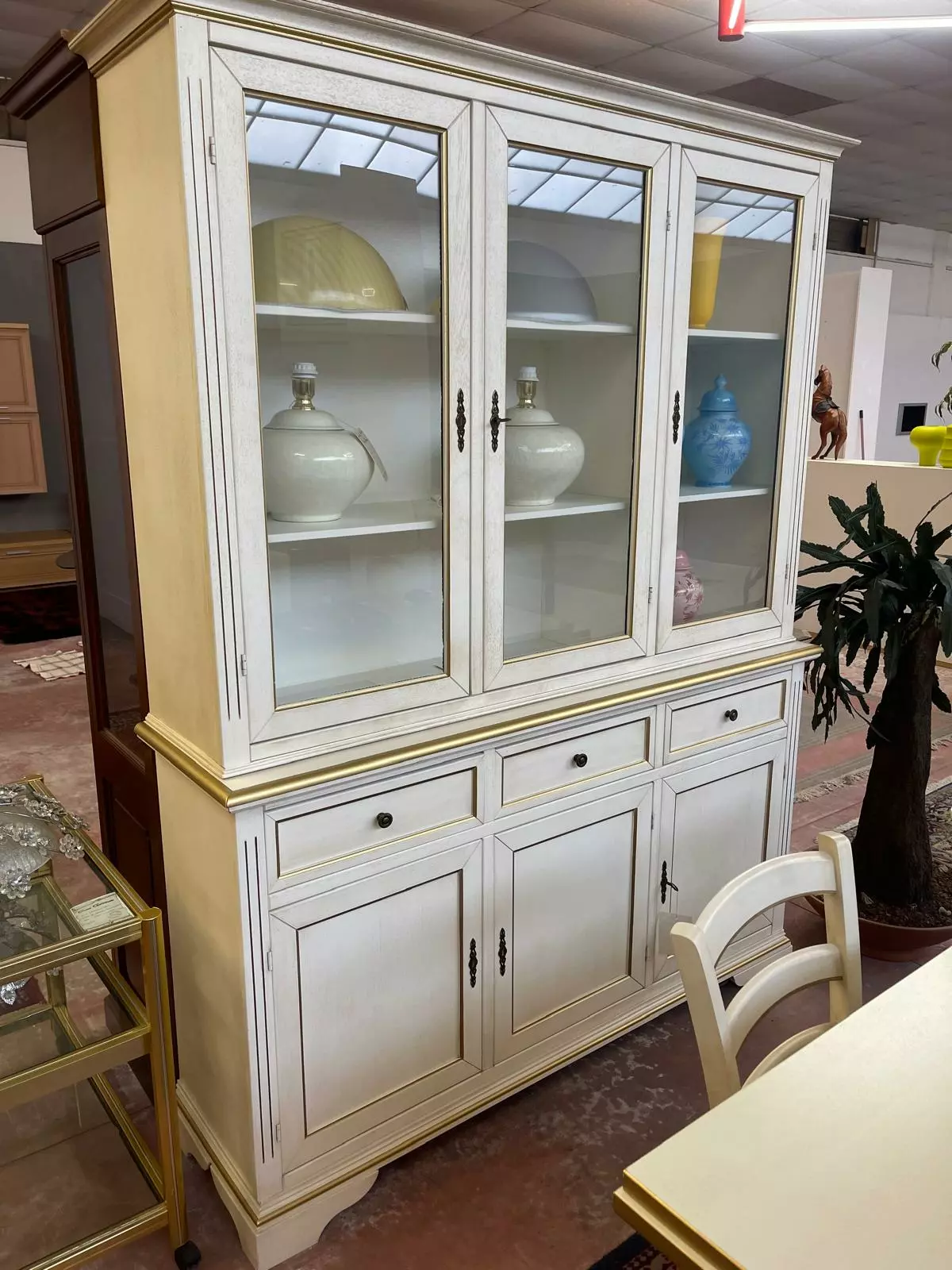 Sufragerie completă colecție Capri Gold cu vitrină, masă și scaune, made in italy R-912 - imagine 2