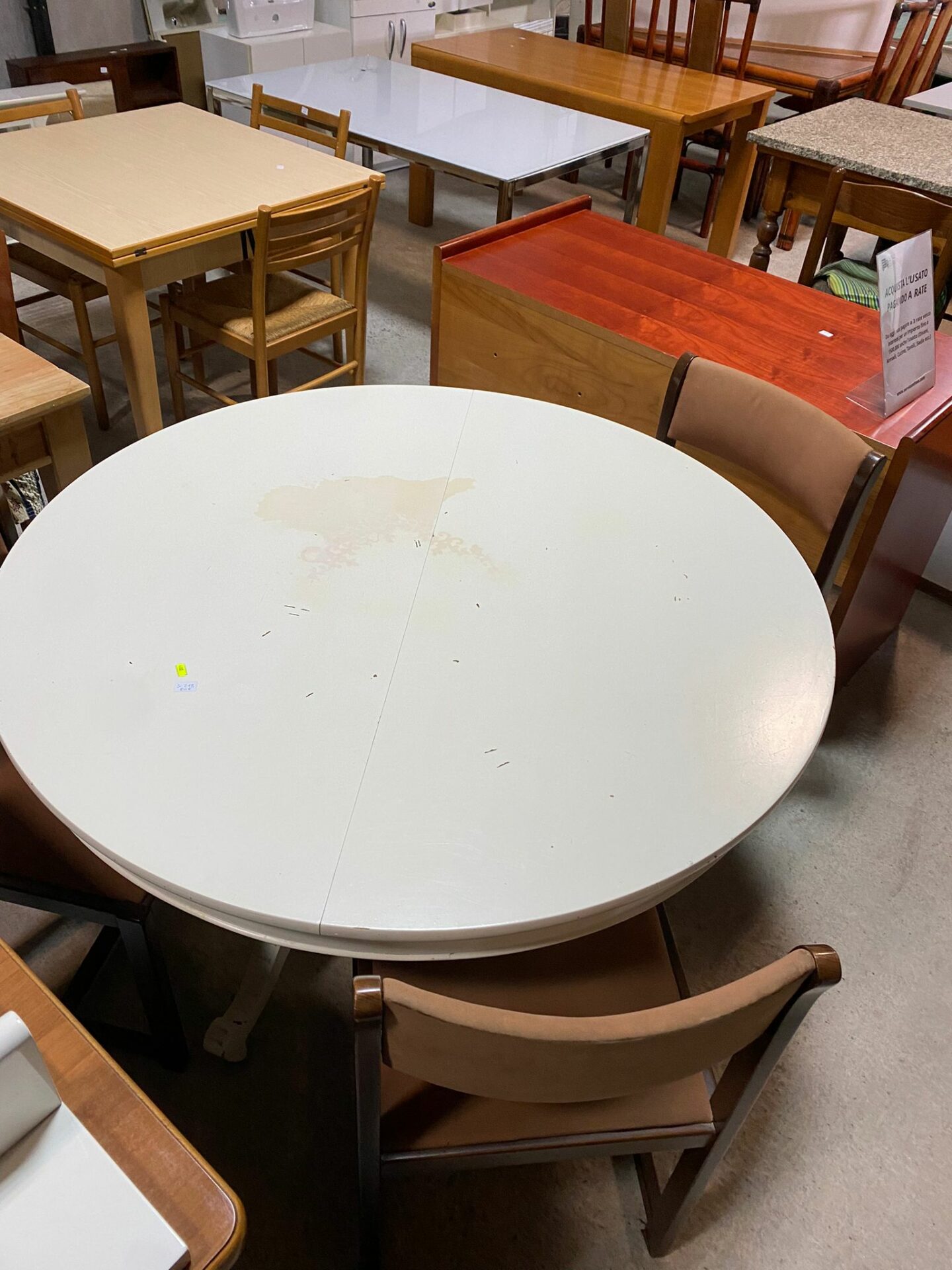 Masa alba rotunda cu roti sh de calitate Italiana S-218 - imagine 4