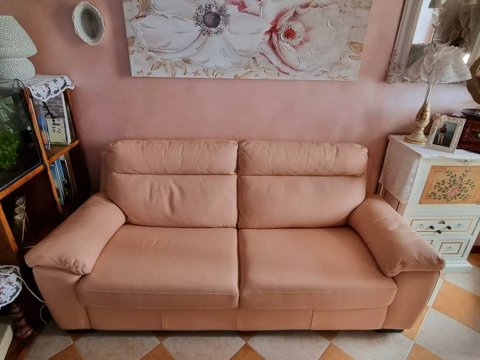 Canapea SH din piele roz made in italy cu 3 locuri R-944