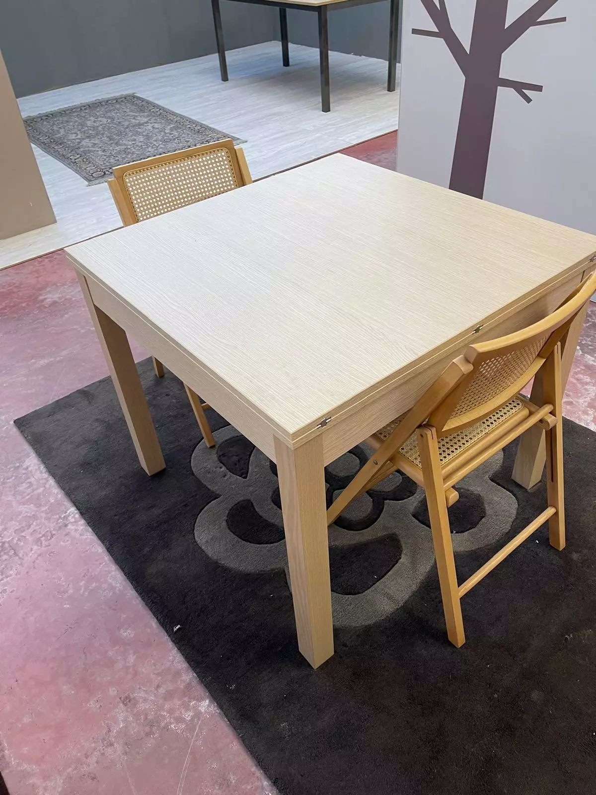 Masă noua 90×90 (deschisă 180) din stejar natural made in italy R-908