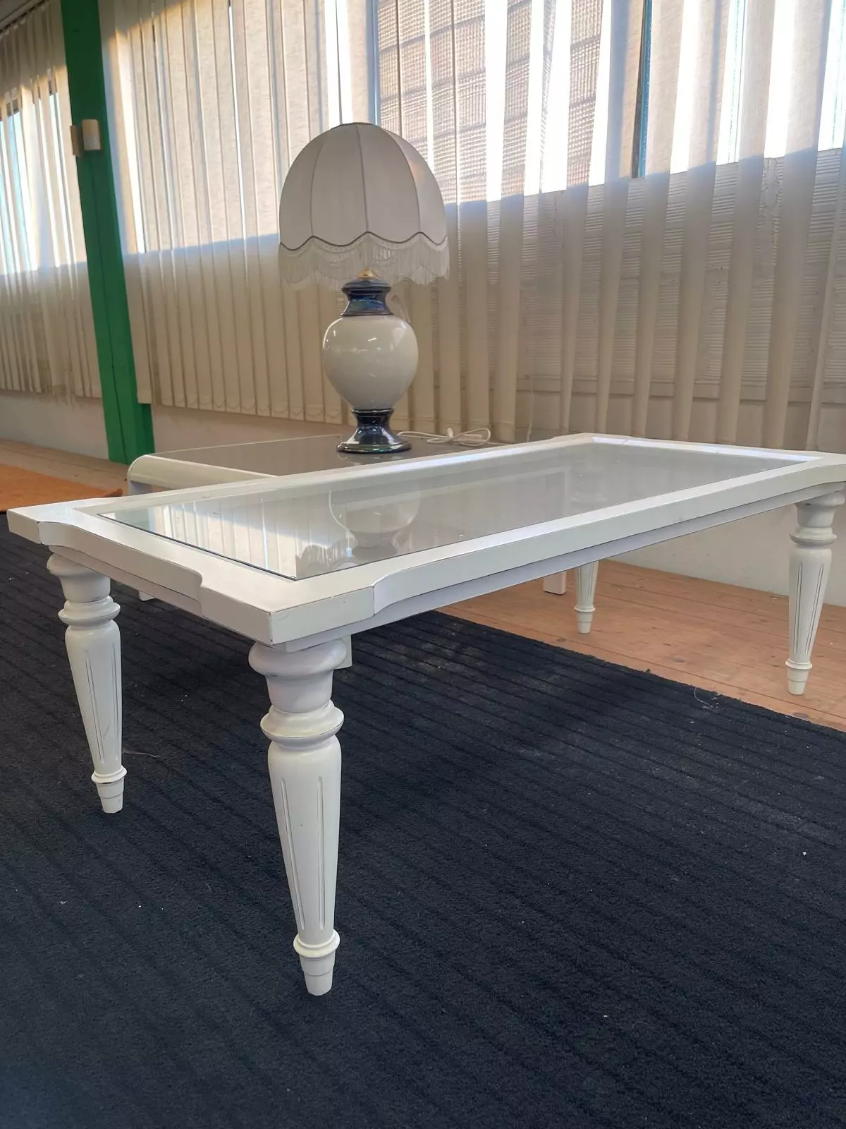 Masuta de sticla si lemn alb made in italy R-986
