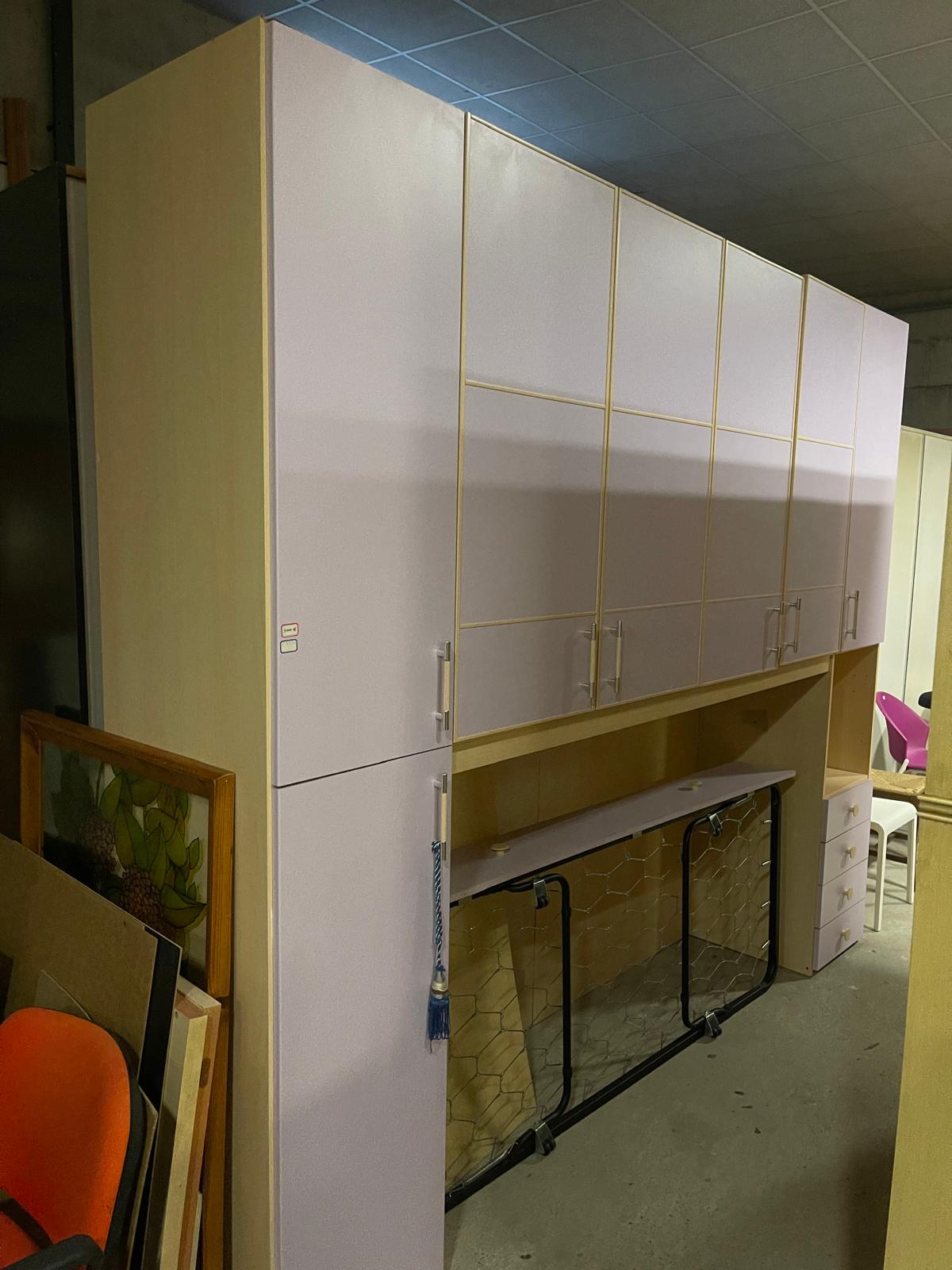 Dormitor pentru copii cu Sifonier mov si pat de o persoana made in italy R-1023