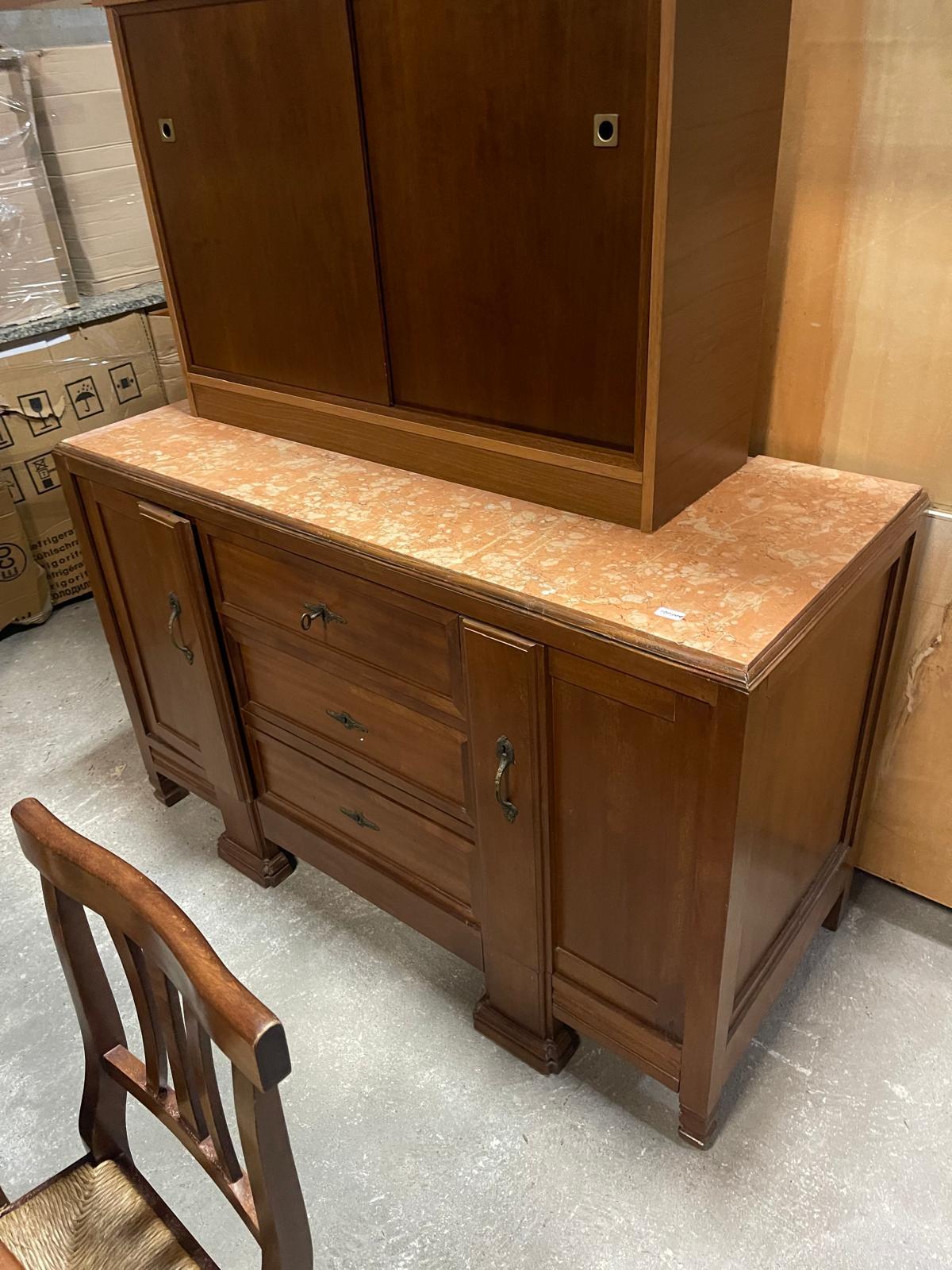 Comoda in lemn nuc cu marmura made in italy R-951