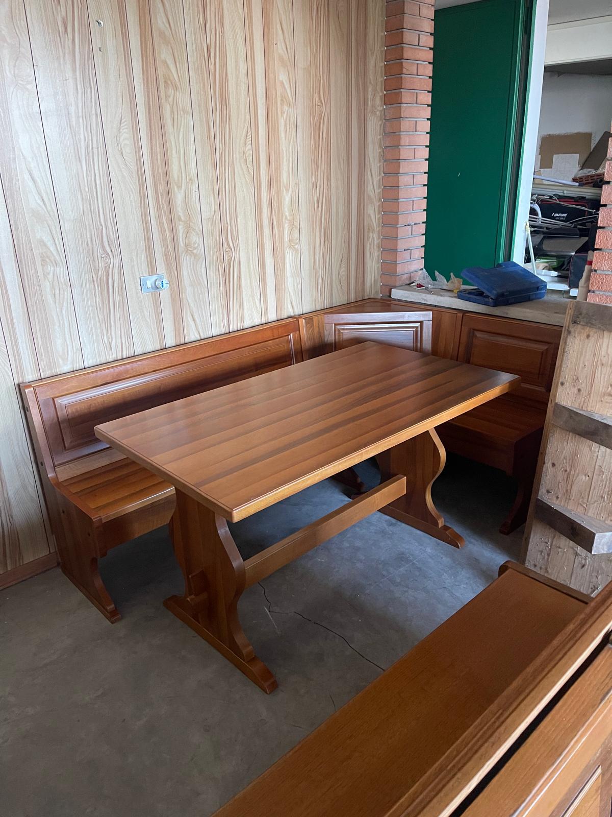 Set bancă + masă din lemn de nuc made in italy R-966