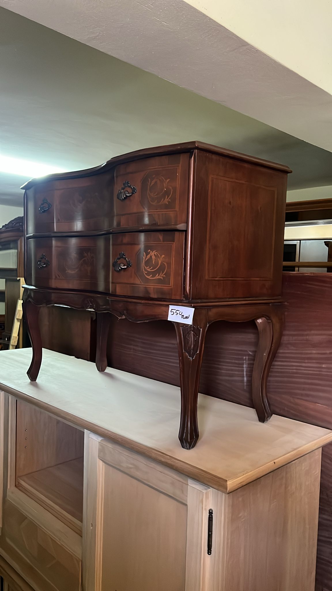 Comodă vintage sh din lemn masiv cu sertare și detalii sculptate S 2979 - imagine 2