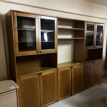 Bibliotecă modulară din lemn cu vitrină sh de calitate italiană S 3172