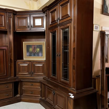 Bibliotecă colțar din lemn masiv sh de calitate italiană S 3178 - imagine 5