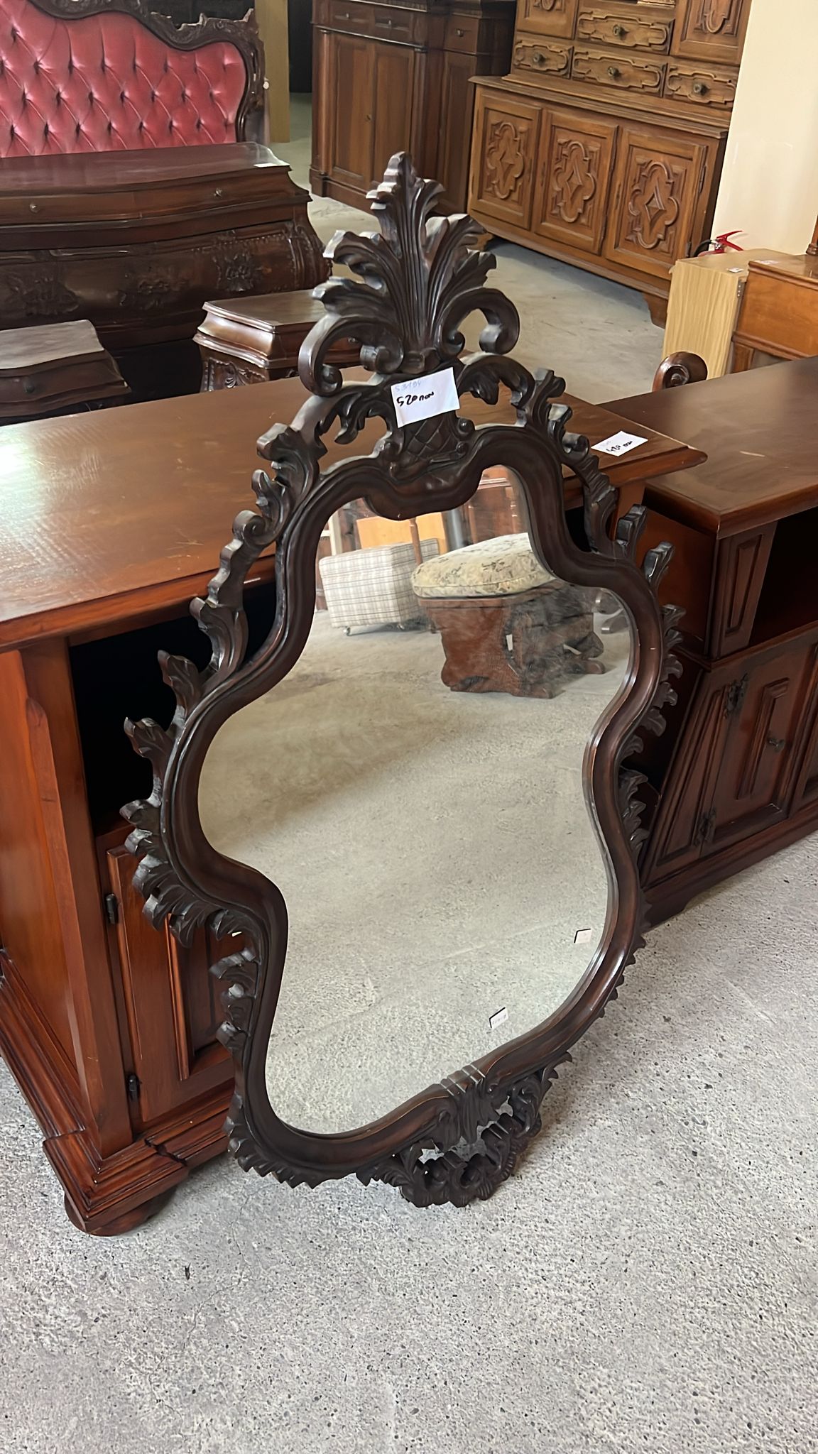 Oglindă vintage cu ramă sculptată sh de calitate italiană S 3194 - imagine 4