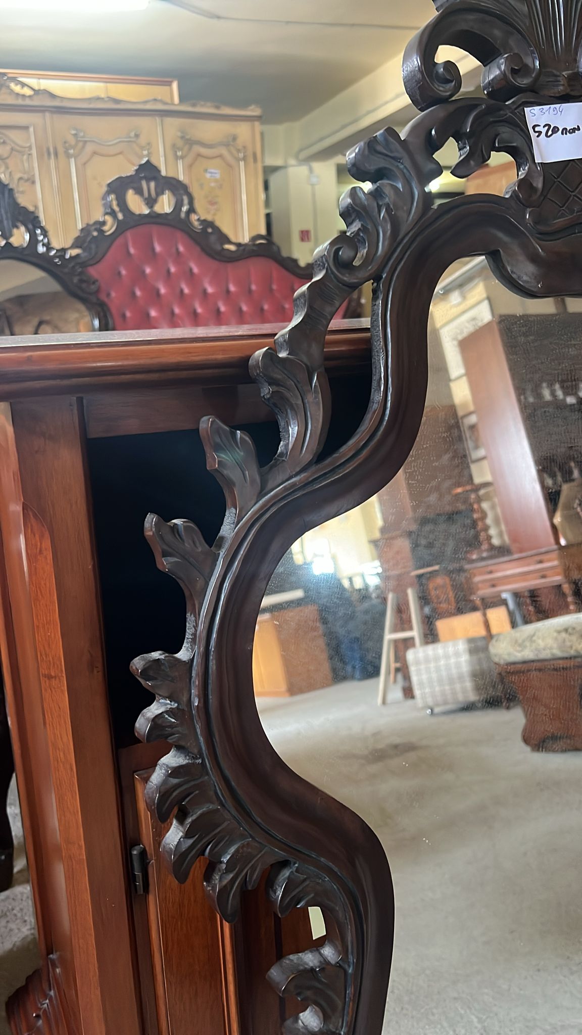 Oglindă vintage cu ramă sculptată sh de calitate italiană S 3194 - imagine 2