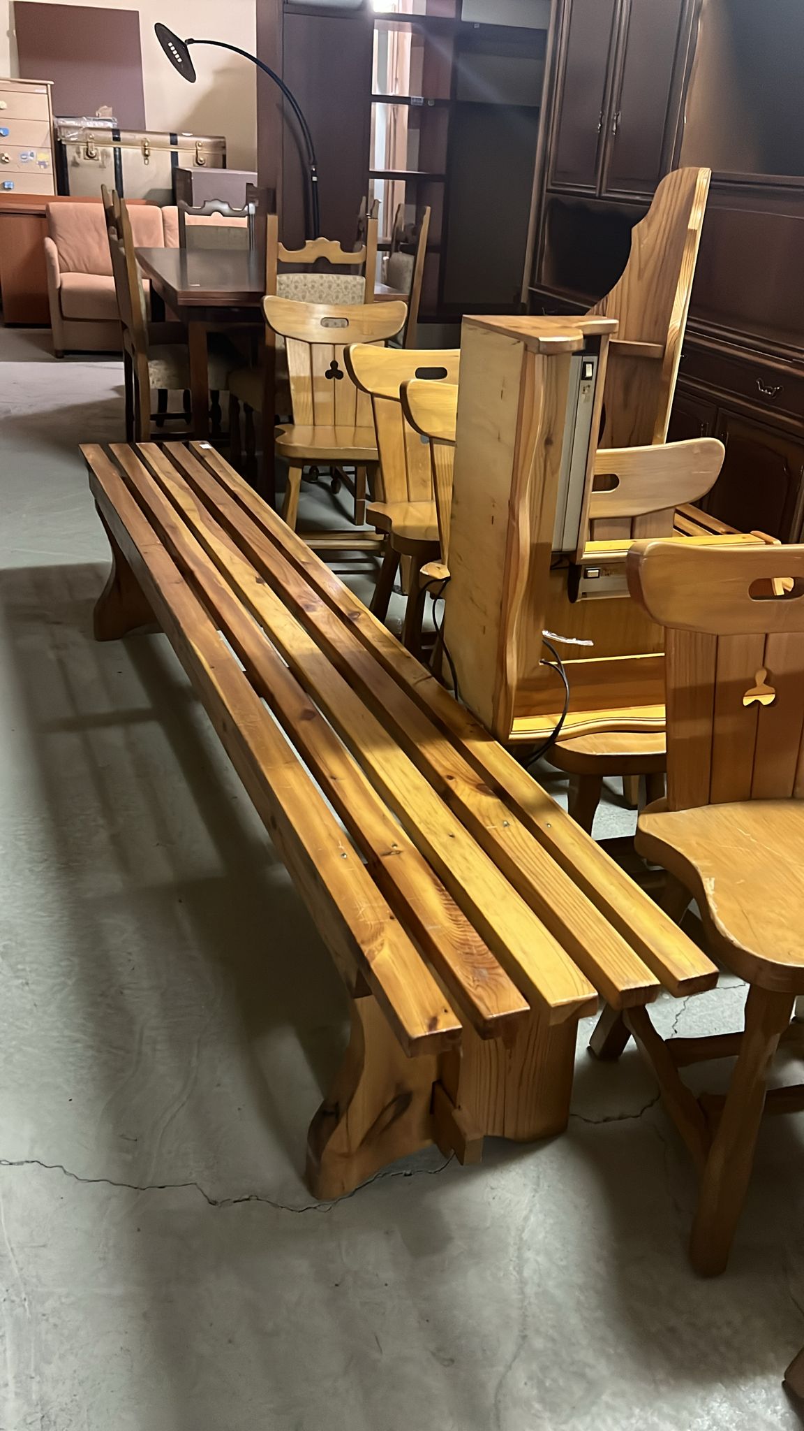 Set banci și scaune stil rustic din lemn masiv S 3750 sh de calitate italiana - imagine 4
