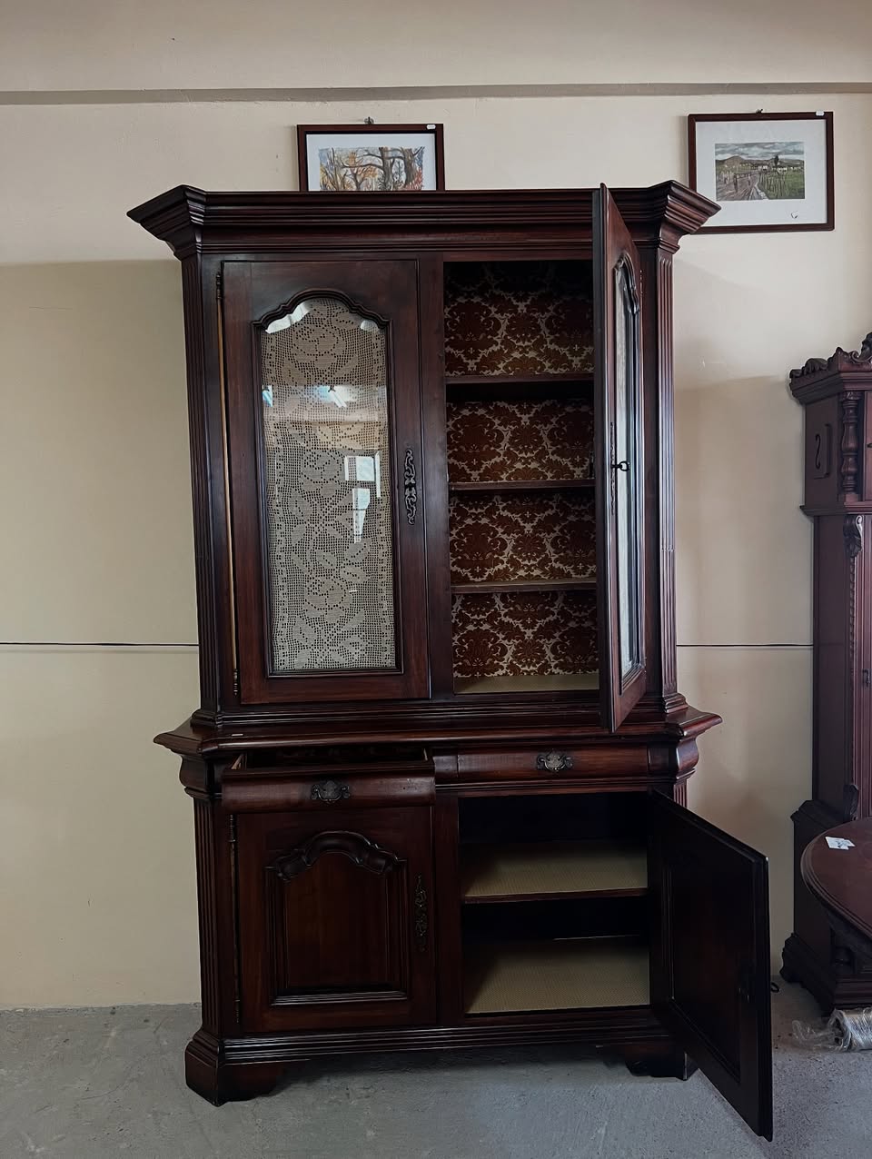 Vitrină vintage din lemn masiv sh de calitate italiană C 33 - imagine 5