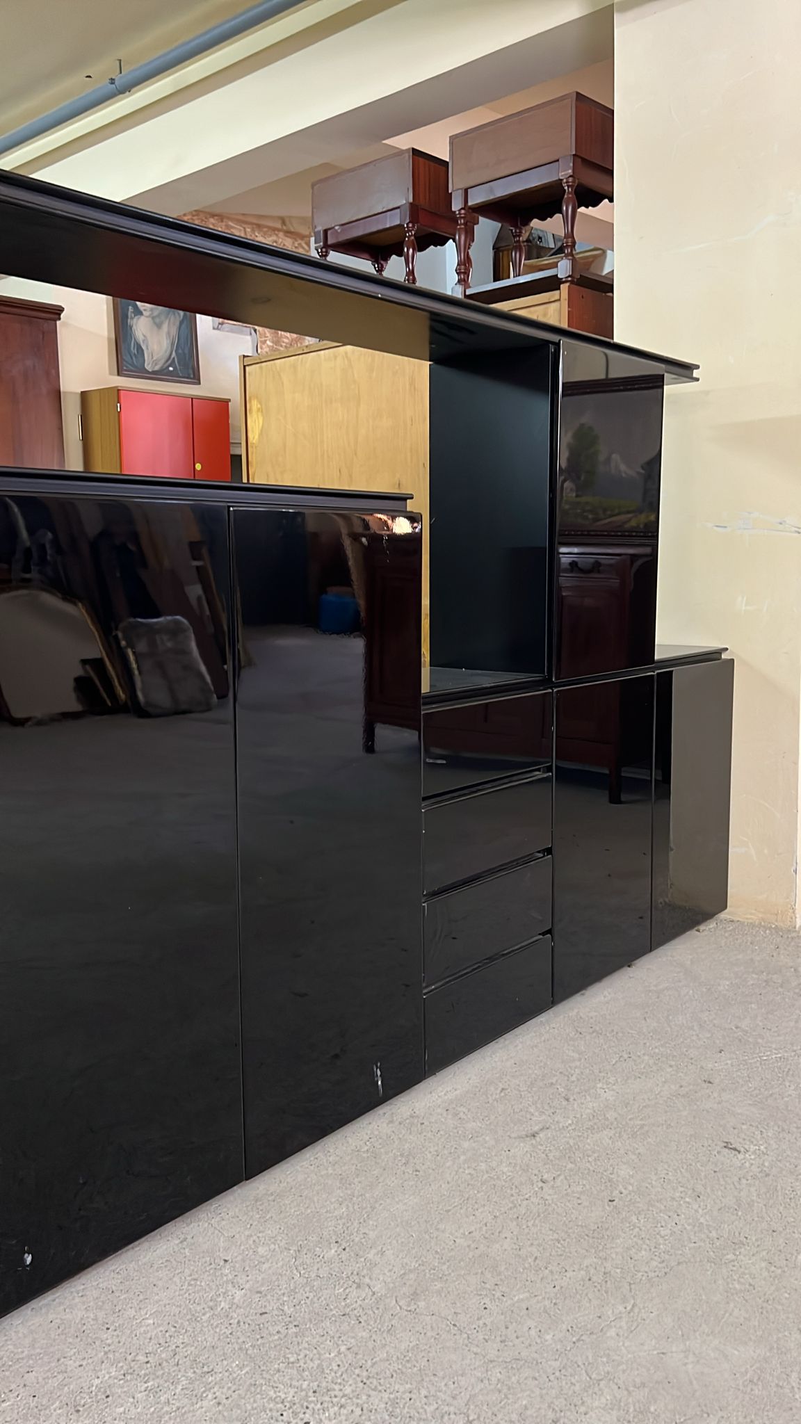 Mobilă de living modernă neagră lucioasă sh de calitate italiană S 4408 - imagine 3