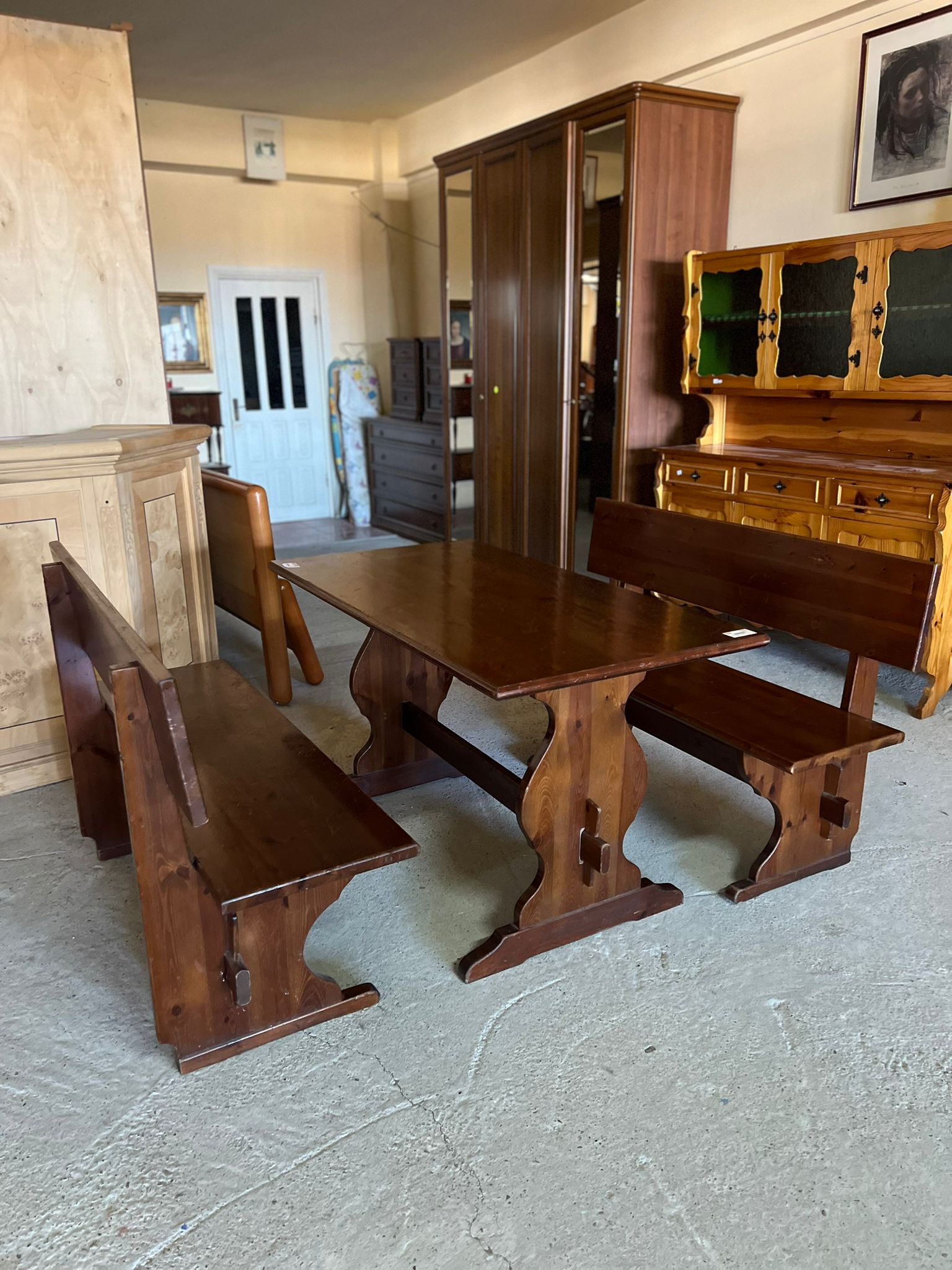 Set masă cu bănci din lemn sh de calitate italiană C 238