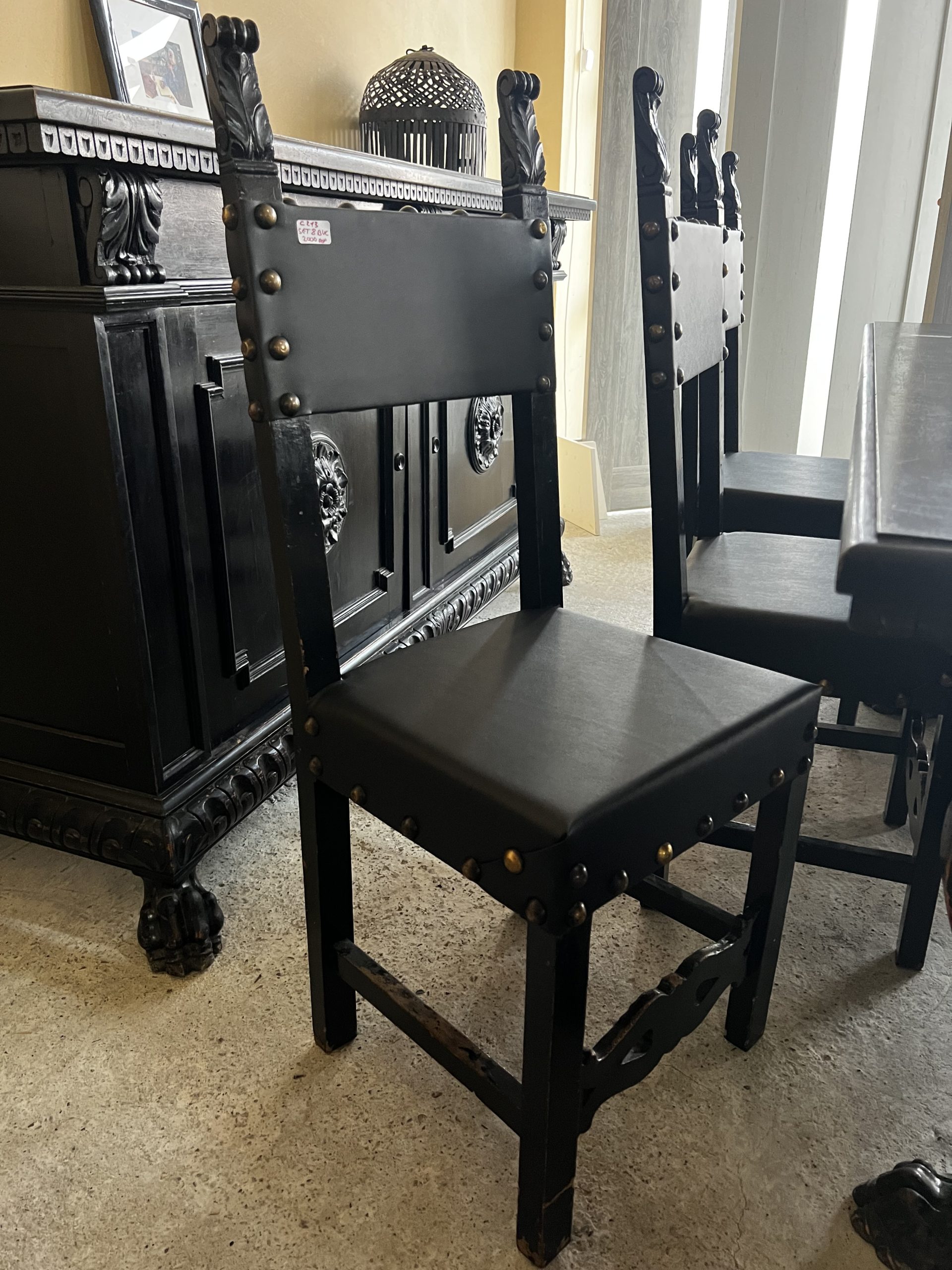 Set 8 scaune negre masive sh de calitate italiană C 213 - imagine 2
