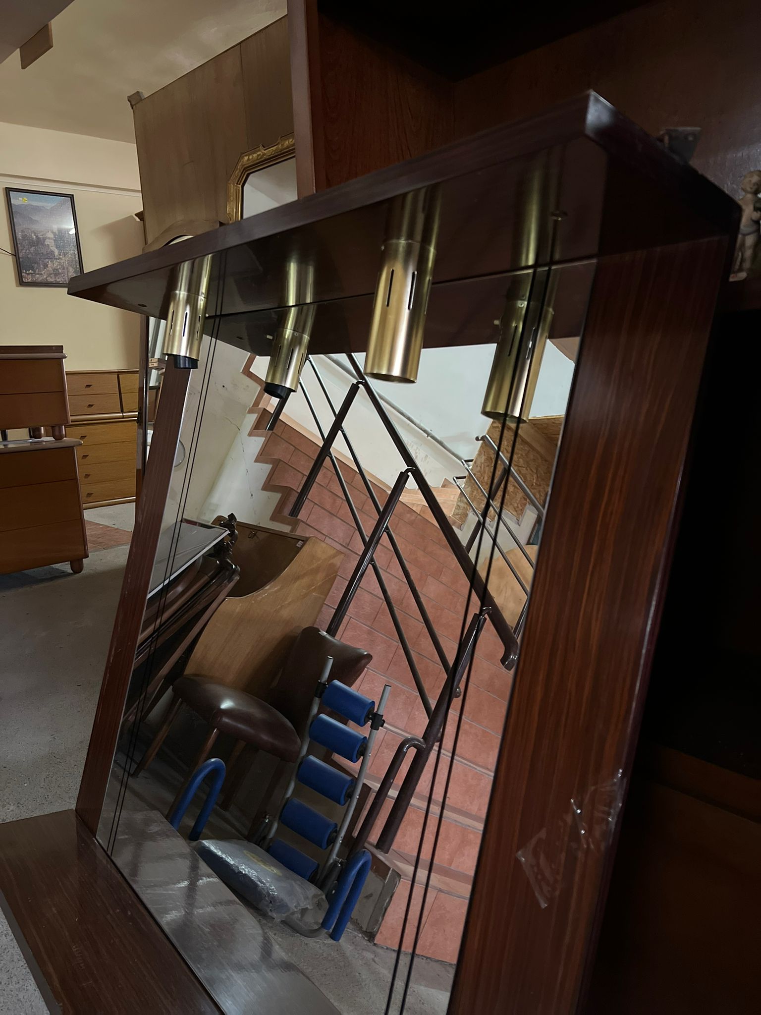 Oglindă mare cu ramă lemn și spoturi – sh de calitate italiană S 3871 - imagine 3