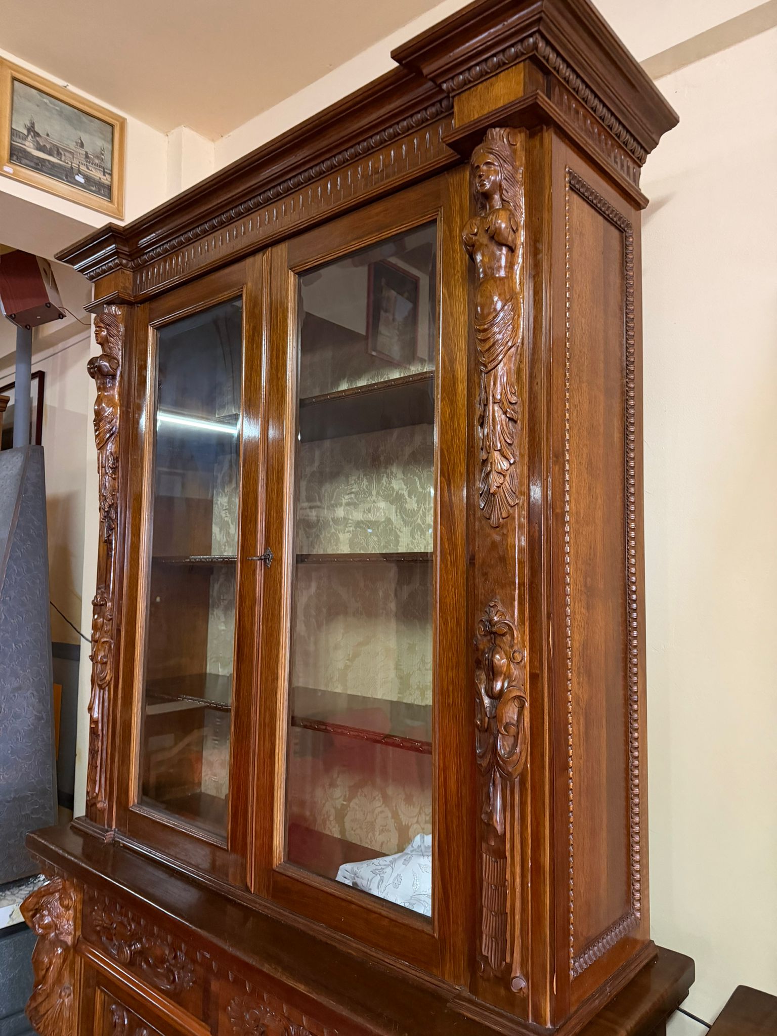 Vitrină din lemn masiv cu sticlă cristal sh de calitate italiana – S 5049 - imagine 3