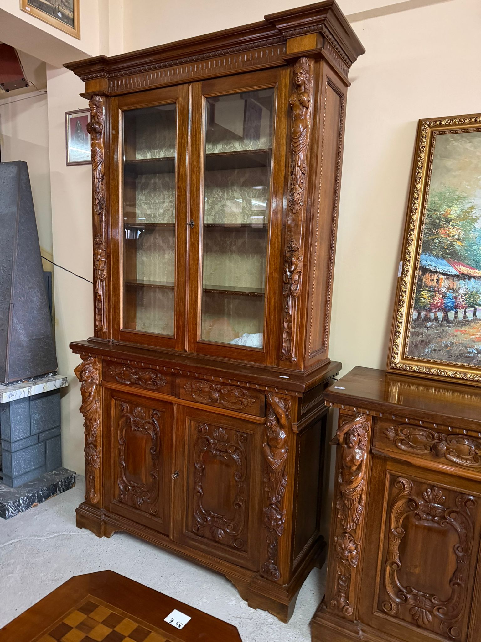 Vitrină din lemn masiv cu sticlă cristal sh de calitate italiana – S 5049 - imagine 5