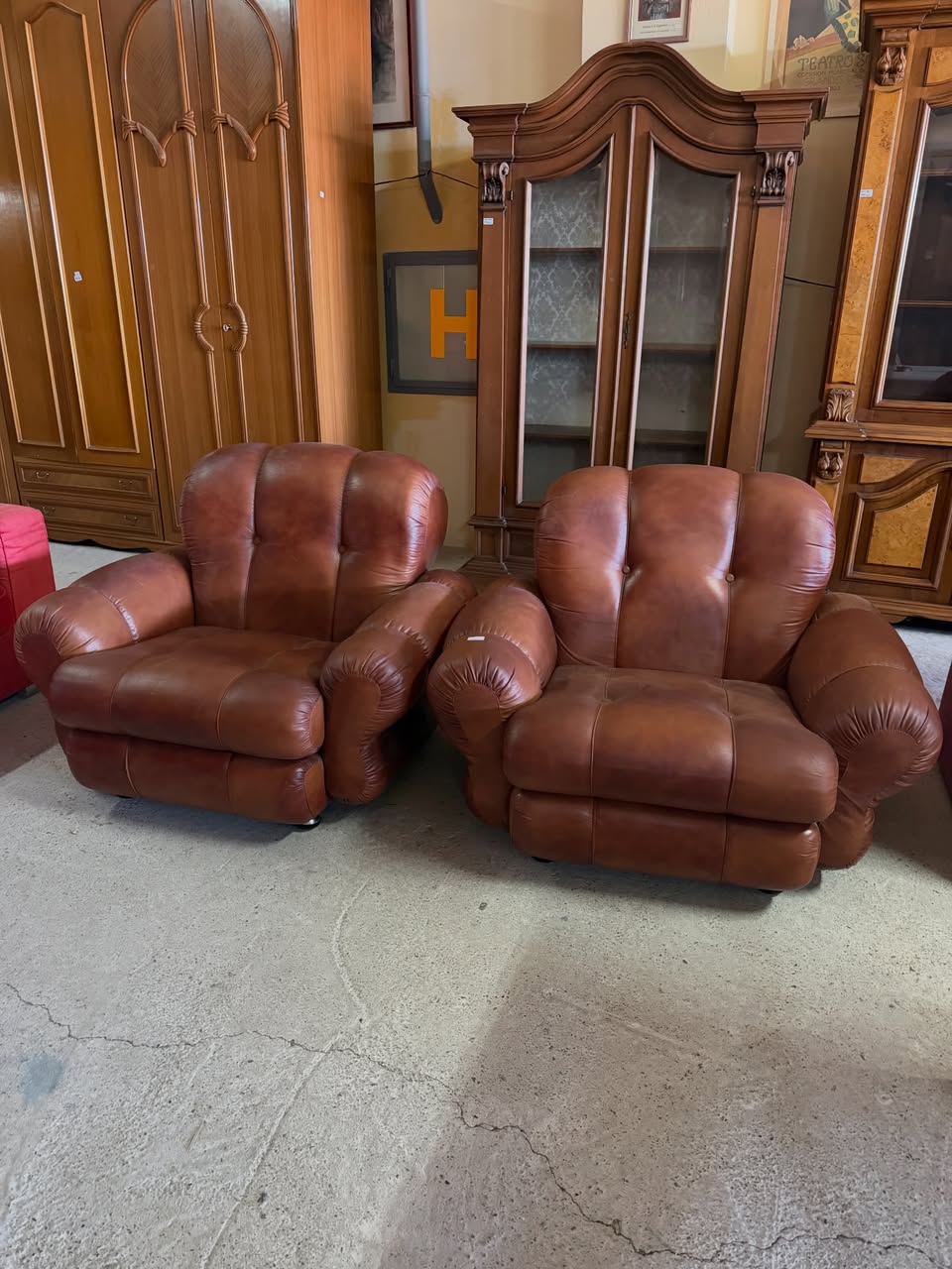 Set 2 fotolii piele maro sh de calitate italiană Ad-29
