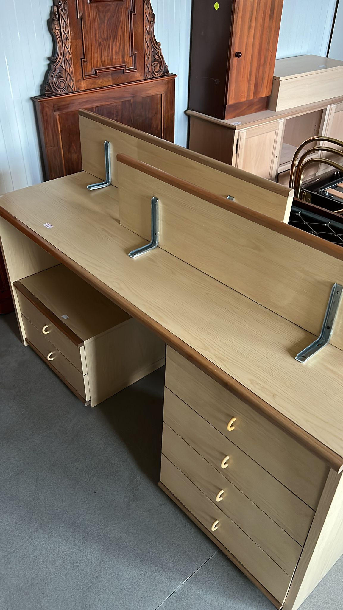 Birou office cu sertare si rafturi sh de calitate italiana S4808 - imagine 3