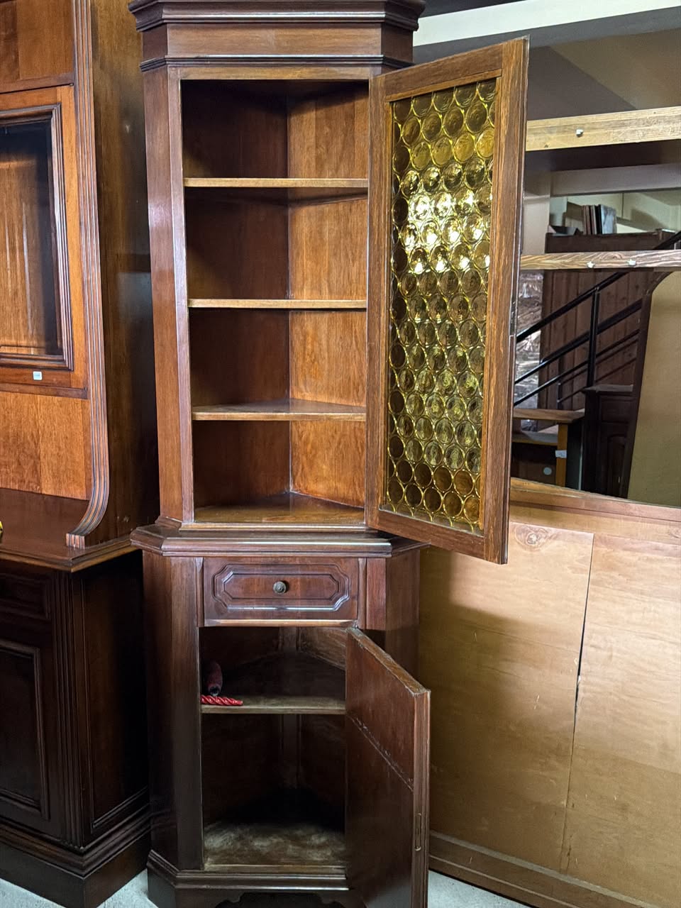 Colțar vitrină din lemn italian cu sticlă decorativă 3983/U - imagine 3