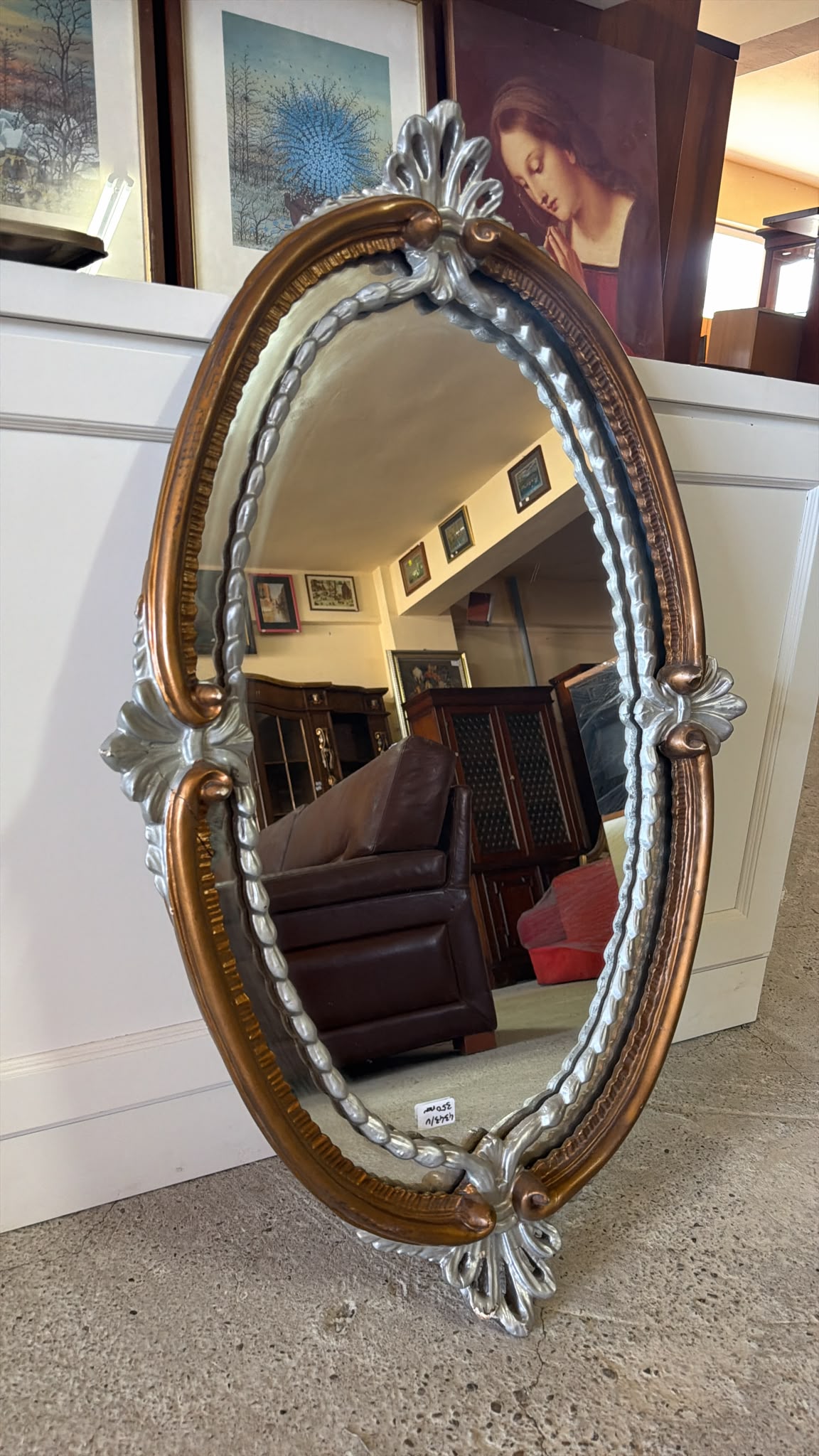 Oglindă ovală decorativă vintage SH de calitate italiană 4343/U